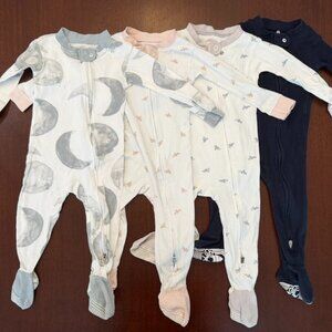 12mo -  Sleeper Bundle - 4 Burts Bees Footed Pajamas
